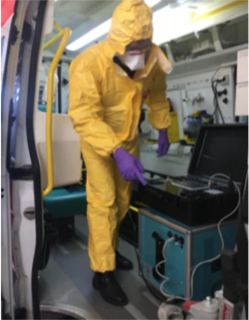 Field decontamination in ambulance